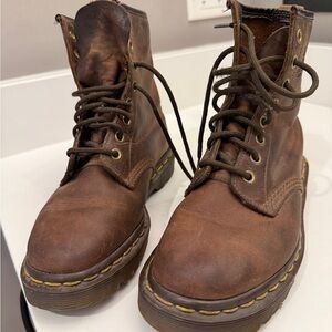 Dr. Martens Distressed Leather Brown Combat Boots